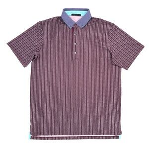 Greyson‎ NWT Short Sleeve Golf Polo Feather Bone Windflower Print Purple Large